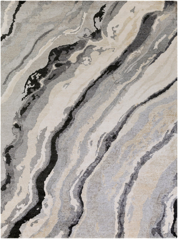 Gemini GMN-4034 Modern Viscose Rug GMN4034-811 Charcoal, Medium Gray, Light Gray, Ivory 100% Viscose 8' x 11'