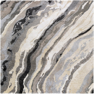 Gemini GMN-4034 Modern Viscose Rug GMN4034-8SQ Charcoal, Medium Gray, Light Gray, Ivory 100% Viscose 8' Square