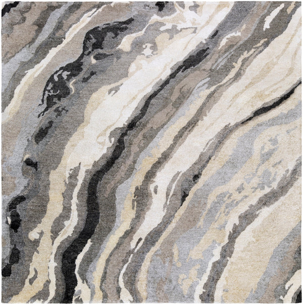 Gemini GMN-4034 Modern Viscose Rug GMN4034-8SQ Charcoal, Medium Gray, Light Gray, Ivory 100% Viscose 8' Square
