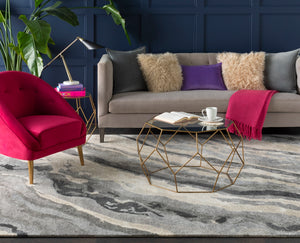 Gemini GMN-4034 Modern Viscose Rug GMN4034-913 Charcoal, Medium Gray, Light Gray, Ivory 100% Viscose 9' x 13'