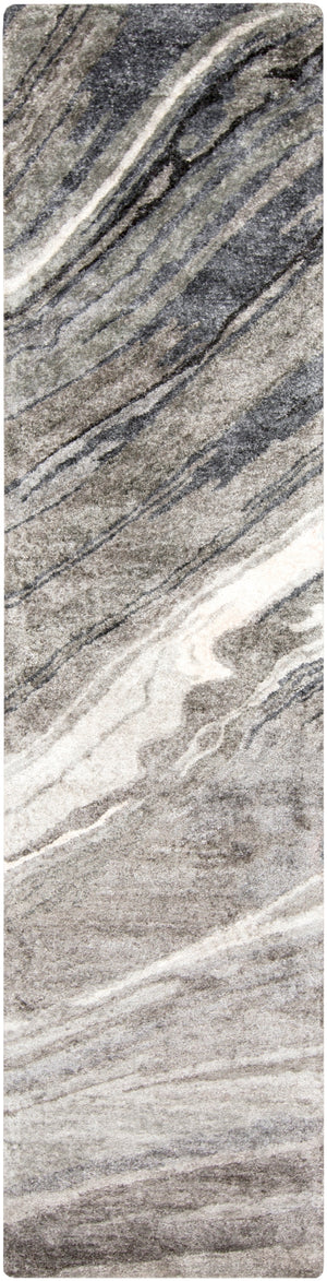 Gemini GMN-4052 Modern Viscose Rug GMN4052-312 Charcoal, Medium Gray, Light Gray, Ivory 100% Viscose 3' x 12'