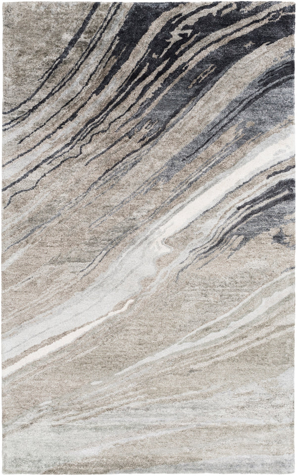 Gemini GMN-4052 Modern Viscose Rug GMN4052-58 Charcoal, Medium Gray, Light Gray, Ivory 100% Viscose 5' x 8'