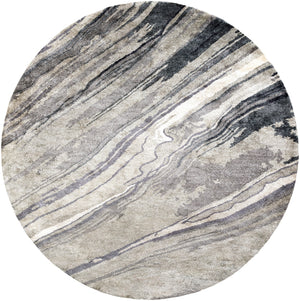 Gemini GMN-4052 Modern Viscose Rug GMN4052-8RD Charcoal, Medium Gray, Light Gray, Ivory 100% Viscose 8' Round