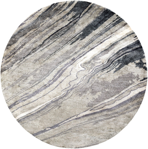Gemini GMN-4052 Modern Viscose Rug GMN4052-8RD Charcoal, Medium Gray, Light Gray, Ivory 100% Viscose 8' Round