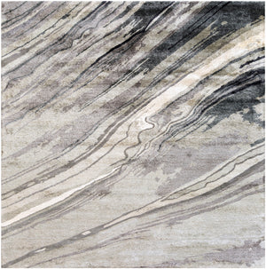 Gemini GMN-4052 Modern Viscose Rug GMN4052-8SQ Charcoal, Medium Gray, Light Gray, Ivory 100% Viscose 8' Square