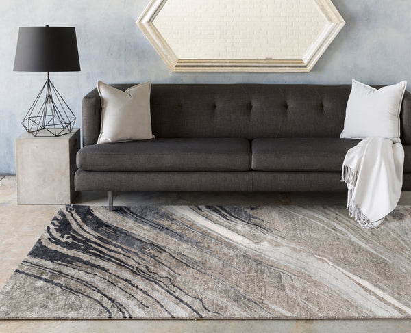 Gemini GMN-4052 Modern Viscose Rug GMN4052-8SQ Charcoal, Medium Gray, Light Gray, Ivory 100% Viscose 8' Square