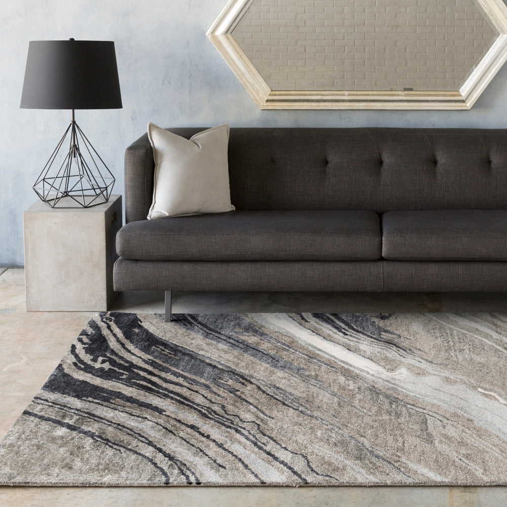 Gemini GMN-4052 Modern Viscose Rug GMN4052-913 Charcoal, Medium Gray, Light Gray, Ivory 100% Viscose 9' x 13'