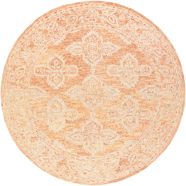 Granada GND-2301 Global Wool Rug GND2301-8RD Rust, Peach, Khaki 100% Wool 8' Round