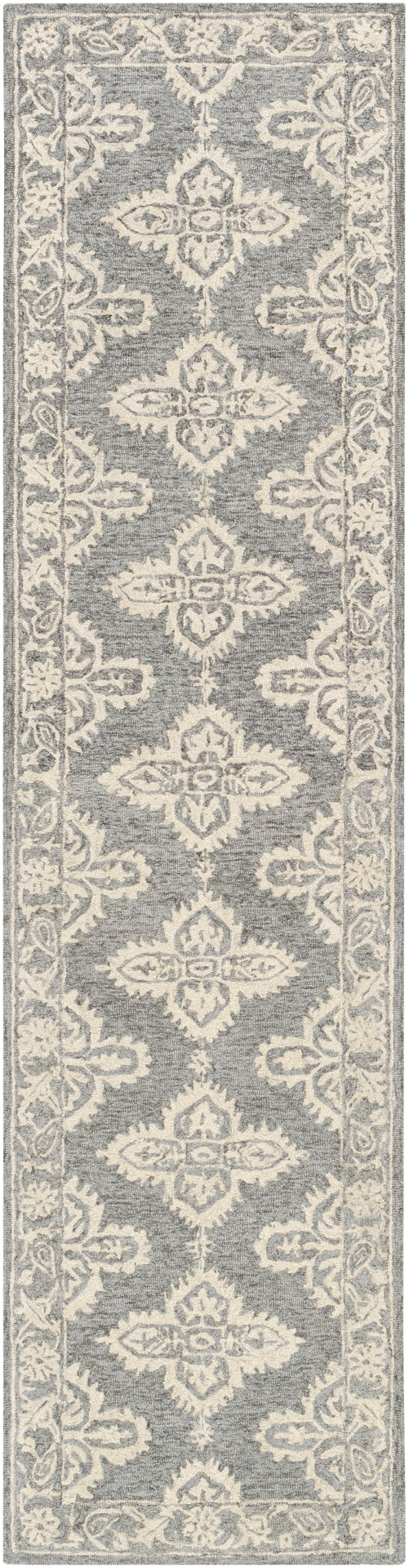 Granada GND-2302 Global Wool Rug GND2302-2610 Medium Gray, Beige 100% Wool 2'6" x 10'