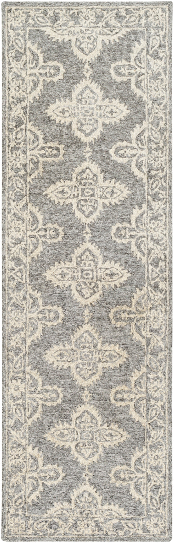Granada GND-2302 Global Wool Rug GND2302-268 Medium Gray, Beige 100% Wool 2'6" x 8'