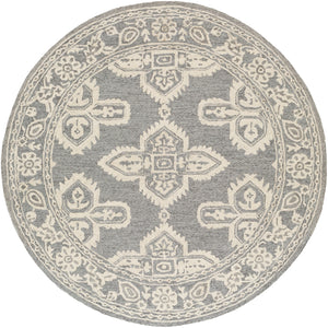 Granada GND-2302 Global Wool Rug GND2302-6RD Medium Gray, Beige 100% Wool 6' Round