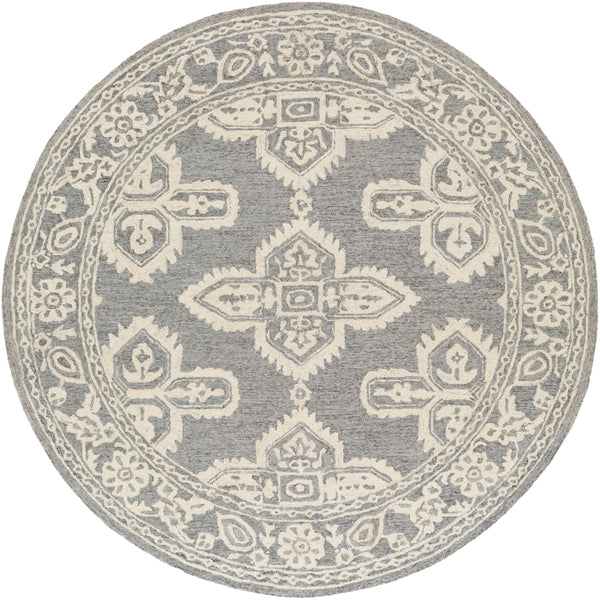 Granada GND-2302 Global Wool Rug GND2302-6RD Medium Gray, Beige 100% Wool 6' Round
