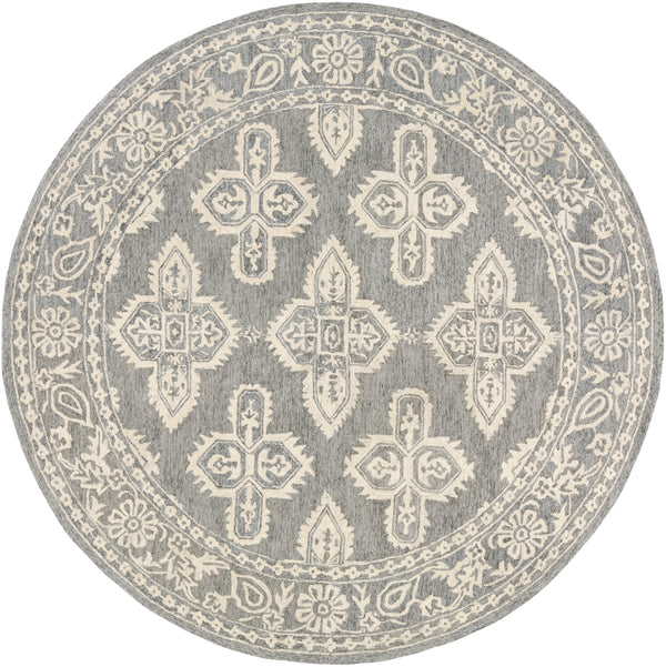 Granada GND-2302 Global Wool Rug GND2302-8RD Medium Gray, Beige 100% Wool 8' Round