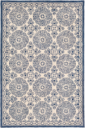 Granada GND-2303 Traditional Wool Rug GND2303-99139 Dark Blue, Denim, Ivory 100% Wool 9'9" x 13'9"