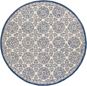 Granada GND-2303 Traditional Wool Rug GND2303-8RD Dark Blue, Denim, Ivory 100% Wool 8' Round