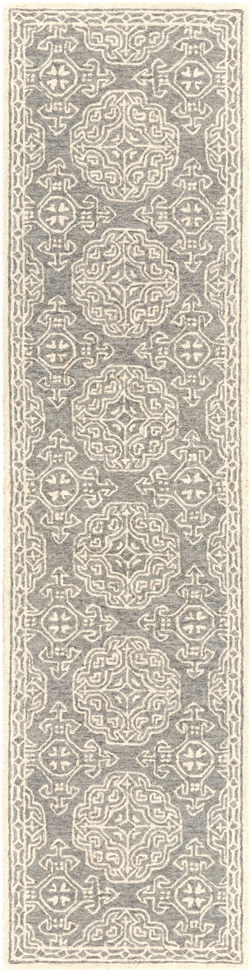 Granada GND-2304 Traditional Wool Rug GND2304-2610 Medium Gray, Beige, Charcoal 100% Wool 2'6" x 10'