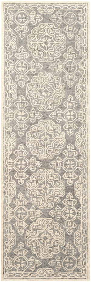 Granada GND-2304 Traditional Wool Rug GND2304-268 Medium Gray, Beige, Charcoal 100% Wool 2'6" x 8'