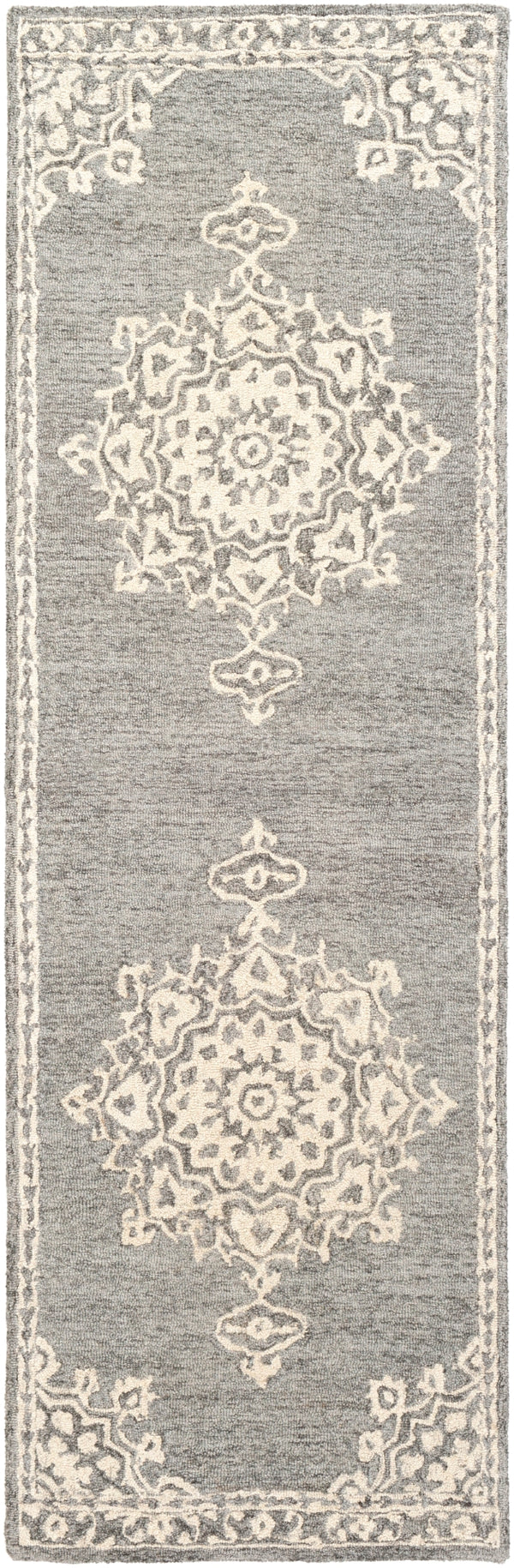 Granada GND-2310 Traditional Wool Rug GND2310-268 Medium Gray, Beige, Charcoal 100% Wool 2'6" x 8'