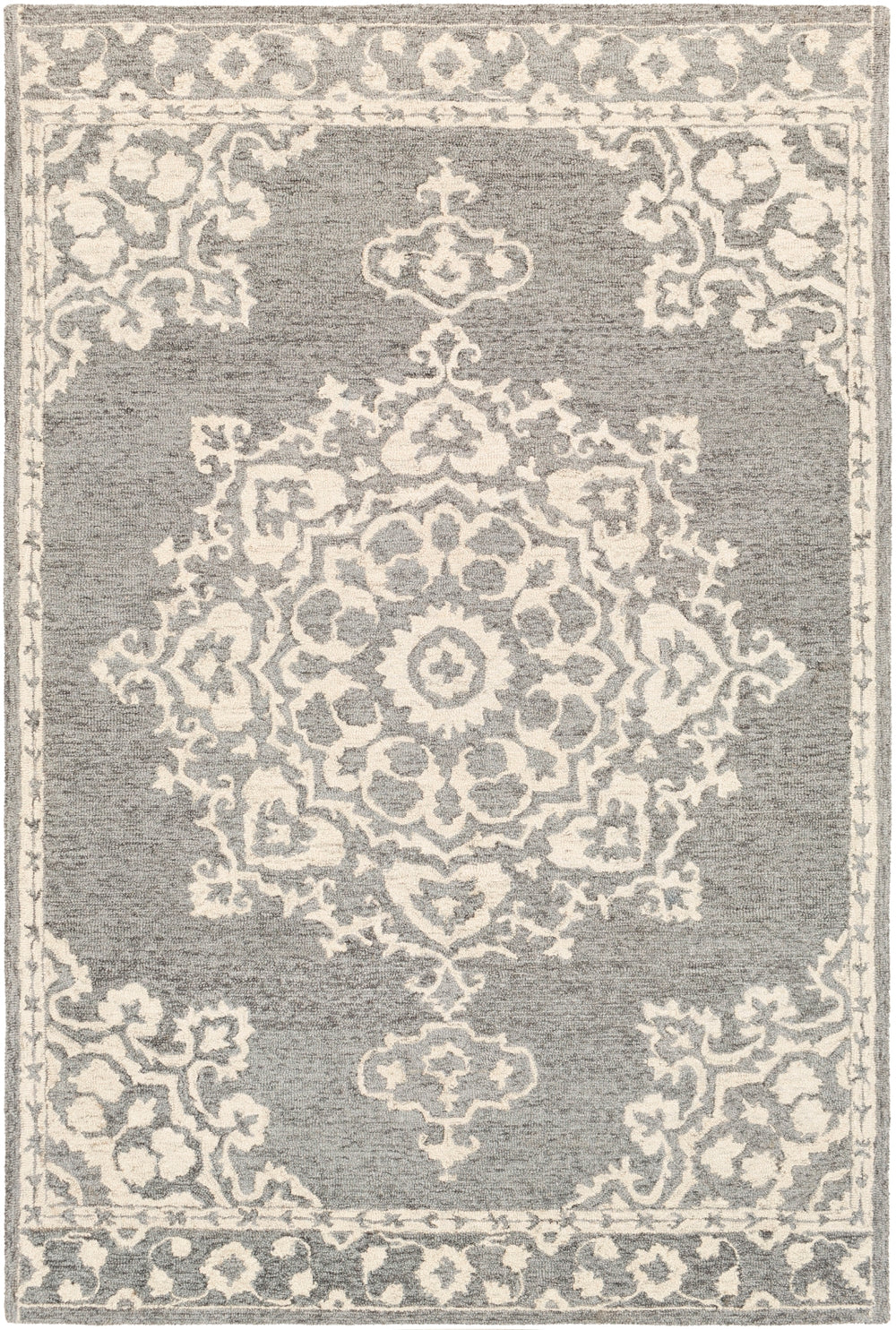 Granada GND-2310 Traditional Wool Rug GND2310-99139 Medium Gray, Beige, Charcoal 100% Wool 9'9" x 13'9"