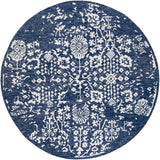 Granada GND-2311 Traditional Wool Rug GND2311-8RD Dark Blue, Denim, Ivory 100% Wool 8' Round