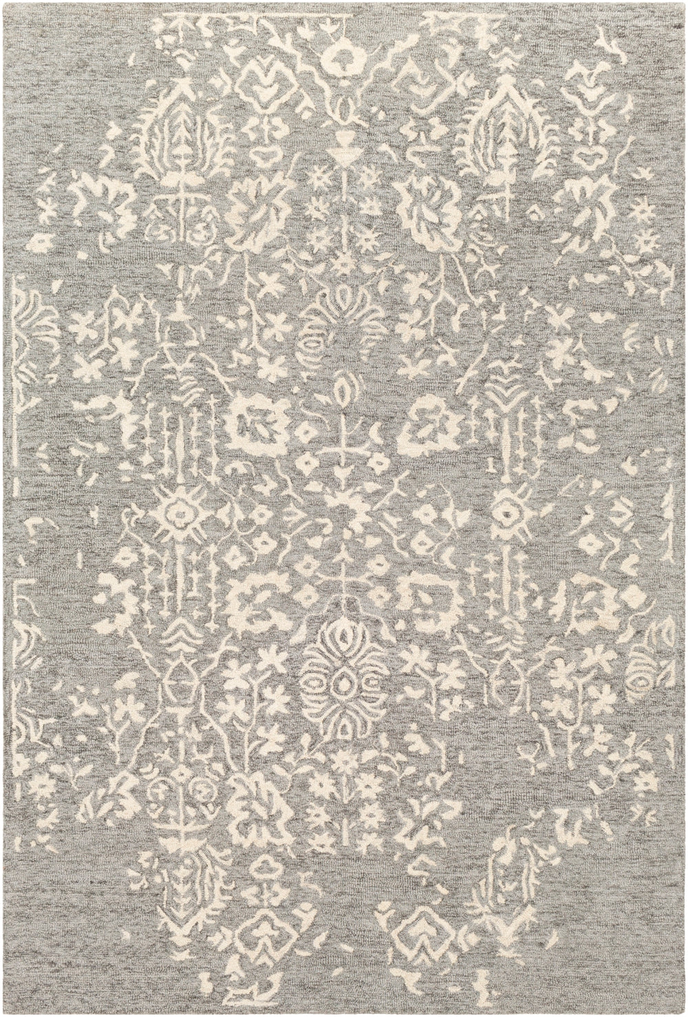 Granada GND-2312 Traditional Wool Rug GND2312-99139 Medium Gray, Beige, Charcoal 100% Wool 9'9" x 13'9"