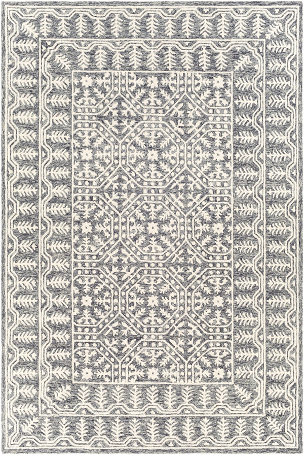 Granada GND-2317 Traditional Wool Rug GND2317-8RD Dark Blue, Denim, Ivory 100% Wool 8' Round