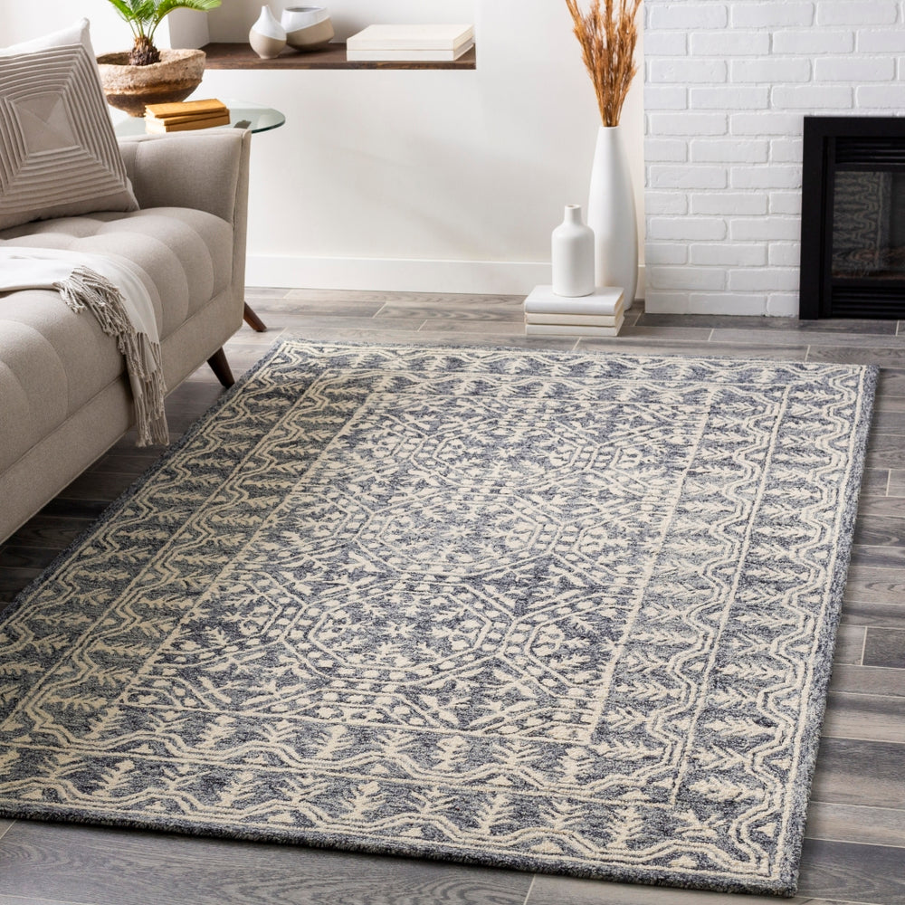 Granada GND-2317 Traditional Wool Rug GND2317-912 Dark Blue, Denim, Ivory 100% Wool 9' x 12'