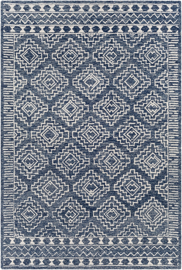 Granada GND-2322 Global Wool Rug GND2322-8RD Dark Blue, Denim, Ivory 100% Wool 8' Round
