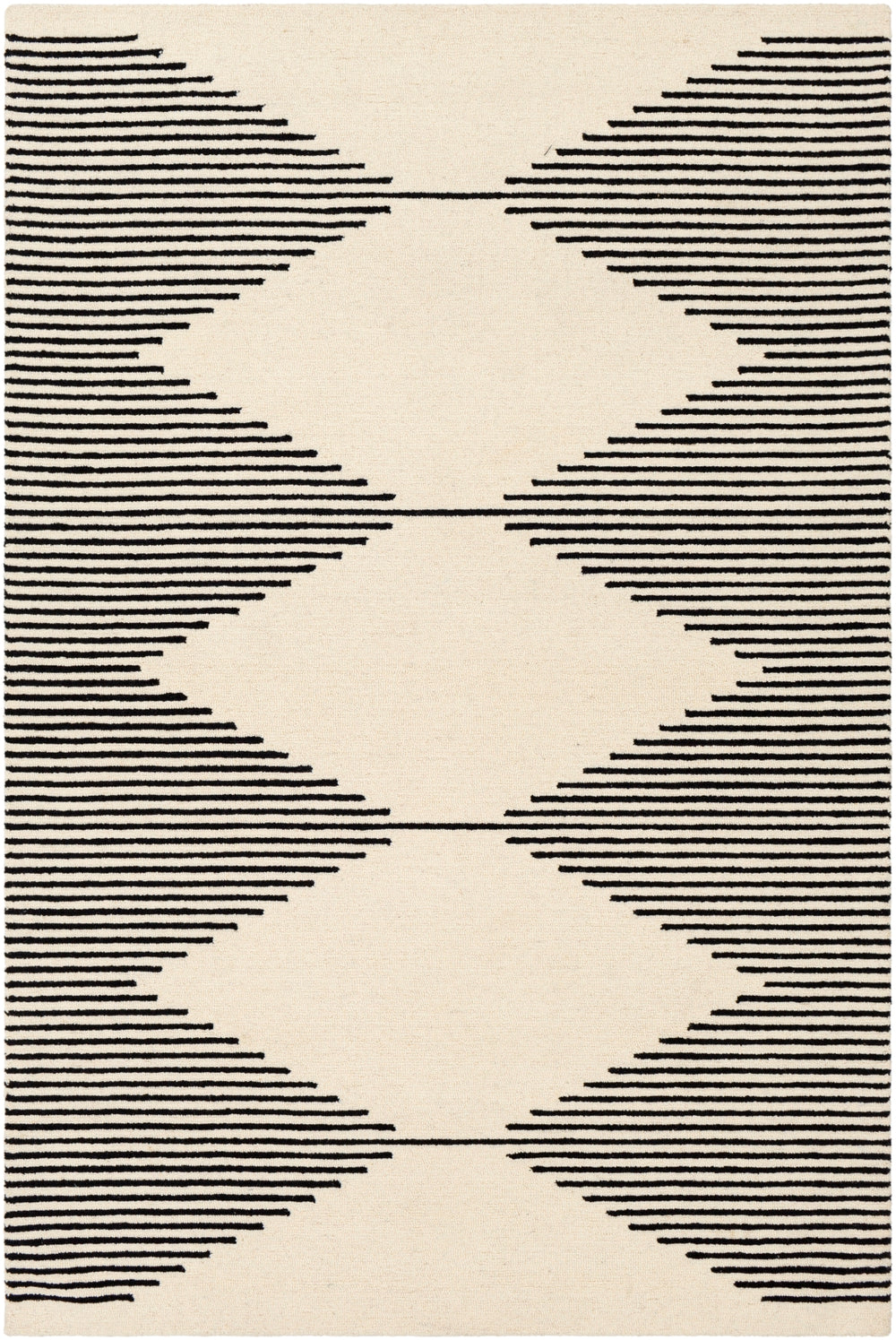Granada GND-2331 Modern Wool Rug GND2331-99139 Black, Beige 100% Wool 9'9" x 13'9"