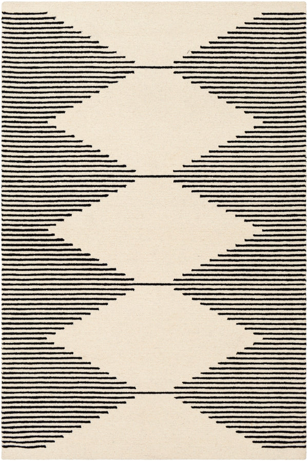 Granada GND-2331 Modern Wool Rug GND2331-99139 Black, Beige 100% Wool 9'9" x 13'9"