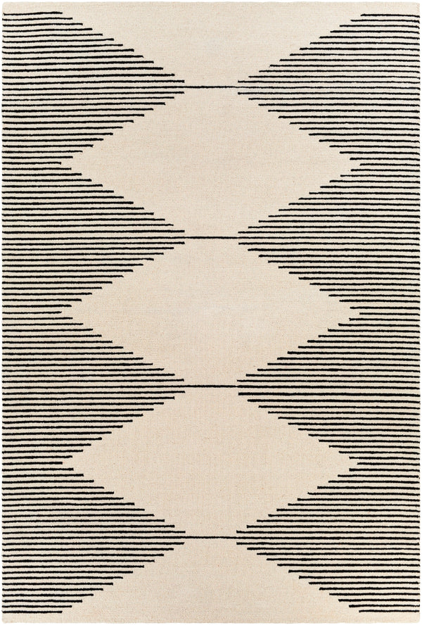 Granada GND-2331 Modern Wool Rug GND2331-8RD Black, Beige 100% Wool 8' Round