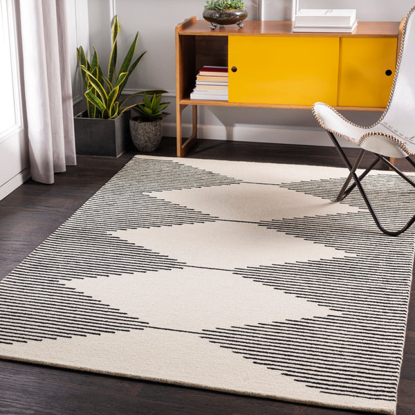 Granada GND-2331 Modern Wool Rug GND2331-99139 Black, Beige 100% Wool 9'9" x 13'9"