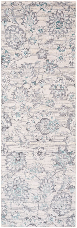 Genesis GNS-2303 Traditional Polyester Rug GNS2303-2776 Silver Gray, White, Denim, Pale Blue, Medium Gray 100% Polyester 2'7" x 7'7"