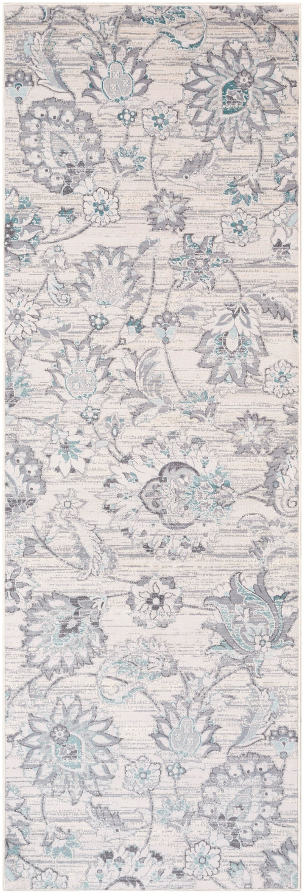 Genesis GNS-2303 Traditional Polyester Rug GNS2303-2776 Silver Gray, White, Denim, Pale Blue, Medium Gray 100% Polyester 2'7" x 7'7"