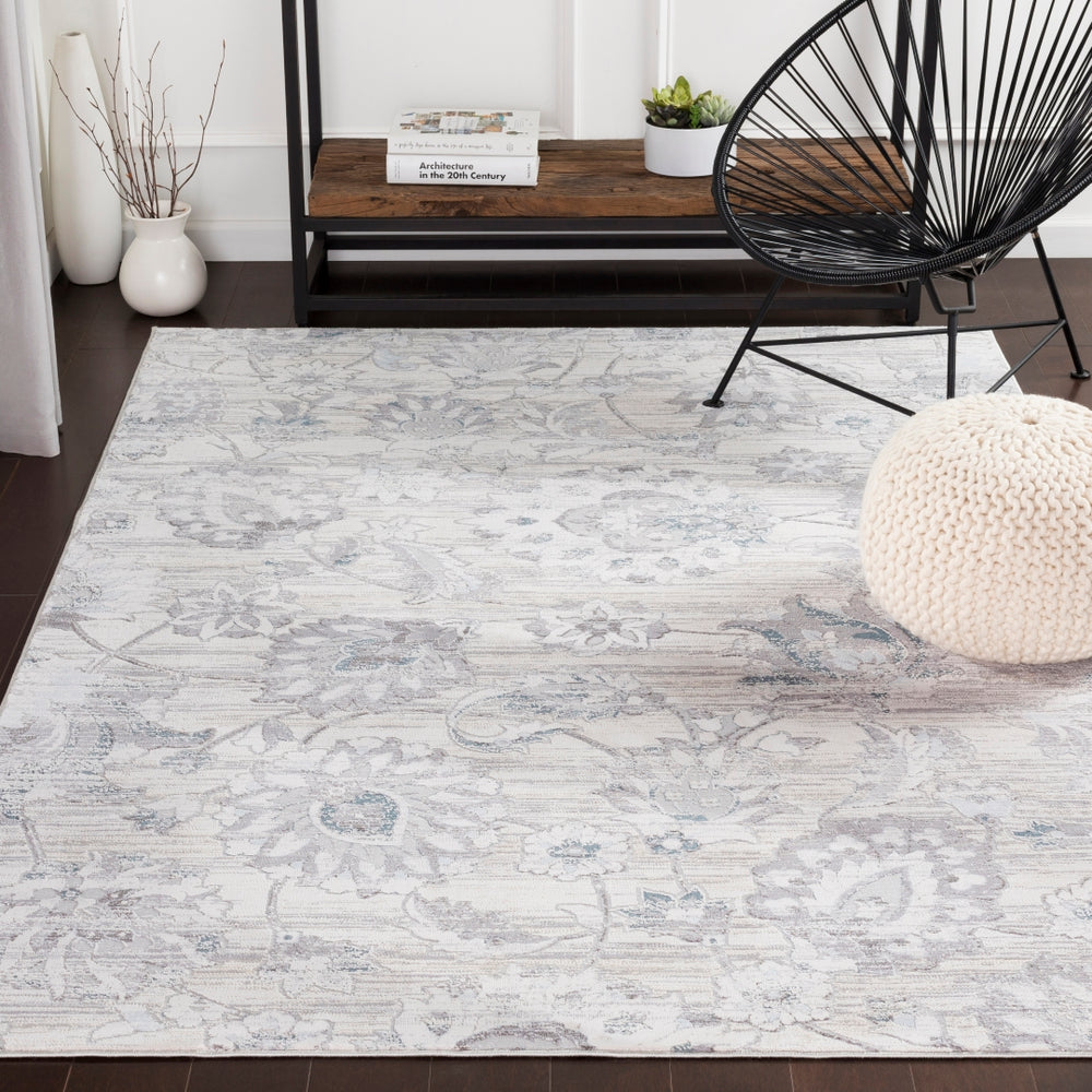 Genesis GNS-2303 Traditional Polyester Rug GNS2303-93123 Silver Gray, White, Denim, Pale Blue, Medium Gray 100% Polyester 9' x 12'4"