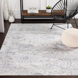 Genesis GNS-2303 Traditional Polyester Rug GNS2303-93123 Silver Gray, White, Denim, Pale Blue, Medium Gray 100% Polyester 9' x 12'4"