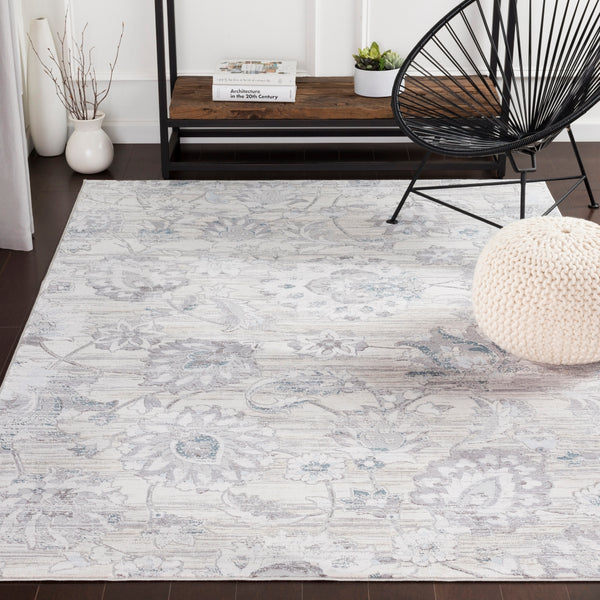 Genesis GNS-2303 Traditional Polyester Rug GNS2303-93123 Silver Gray, White, Denim, Pale Blue, Medium Gray 100% Polyester 9' x 12'4"