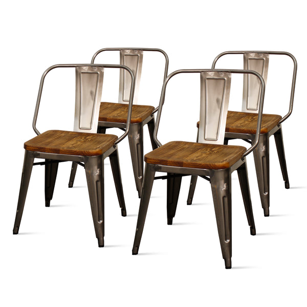 Brian Metal Side Chair Set of 4 - Stylish Industrial Modern Design for Dining and Bistro Areas