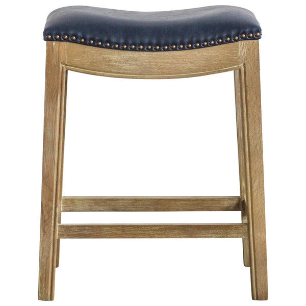 Elmo Bonded Leather Counter Stool Vintage Blue, Weathered Smoke Legs 358625B-V05-WSKD New Pacific Direct
