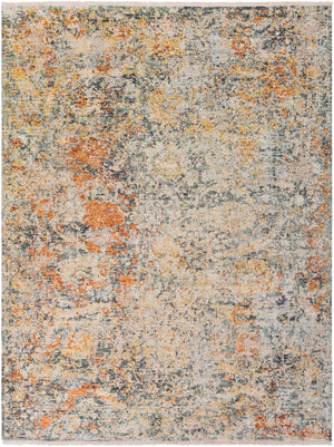 Govandi GOV-1003 Traditional Silk, Wool Rug GOV1003-810 Burnt Orange, Camel, Olive, Charcoal, Teal, Khaki, Pale Blue 70% Silk, 30% Wool 8' x 10'