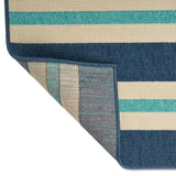 Noble House Ronan  Indoor/ Outdoor Geometric 5 x 8 Area Rug, Blue and Ivory