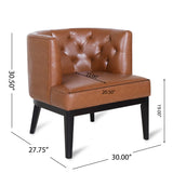 Clough Contemporary Faux Leather Tufted Accent Chairs, Cognac Brown and Dark Brown Noble House