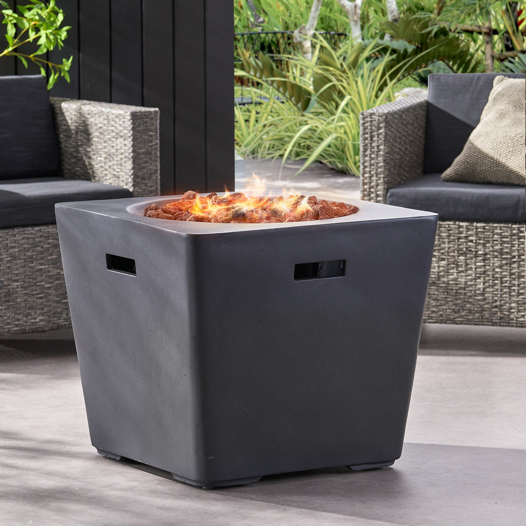 Elisson Outdoor 40,000 Btu Lightweight Concrete Square Fire Pit, Dark ...