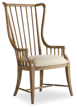 Hooker Furniture - Set of 2 - Sanctuary Casual Tall Spindle Arm Chair in Rubberwood Solids and Larkin Oat Fabric 5401-75400