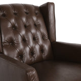 Carey Contemporary Faux Leather Tufted Wingback Rocking Chair, Dark Brown Noble House