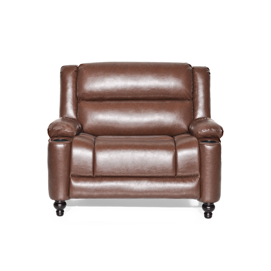 Leet Contemporary Faux Leather Oversized Pushback Recliner, Dark Brown and Espresso Noble House