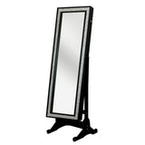Glitzy Crystal Border Cheval Mirror, Elegant Black