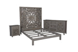 Porter Designs Mandala Hand Carved Motif Queen Vintage Bed Gray 04-196-14-BCB01BED-KIT