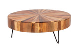 Montrose Solid Mango Wood Starburst Design Natural Coffee Table
