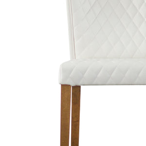 Albie Low-Back Dining Chair Set of 2 - Stylish Bonded Leather with Quilted Design & Solid Wood Legs
